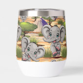 Olifant Baby springt vrolijk in Afrikaanse savanne (Achterkant)