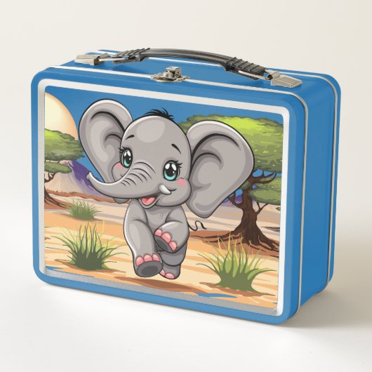 Olifant Baby springt vrolijk in Afrikaanse savanne (Voorkant)