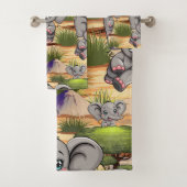 Olifant Baby springt vrolijk in Afrikaanse savanne Bad Handdoek (Insitu)