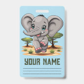 Olifant Baby springt vrolijk in Afrikaanse savanne Badge (Back)