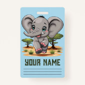 Olifant Baby springt vrolijk in Afrikaanse savanne Badge (Achterkant)