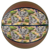Olifant Baby springt vrolijk in Afrikaanse savanne Basketbal (Voorkant)
