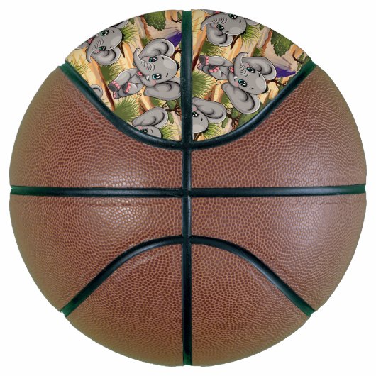 Olifant Baby springt vrolijk in Afrikaanse savanne Basketbal (Rechts)