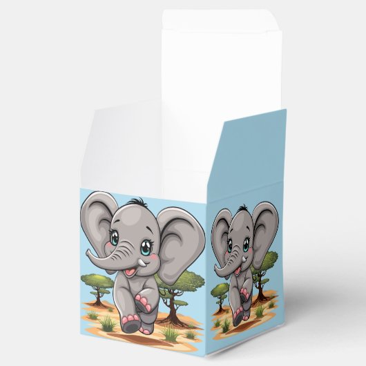 Olifant Baby springt vrolijk in Afrikaanse savanne Bedankdoosjes (Geopend)