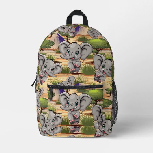 Olifant Baby springt vrolijk in Afrikaanse savanne Bedrukte Rugzak (Voorkant)