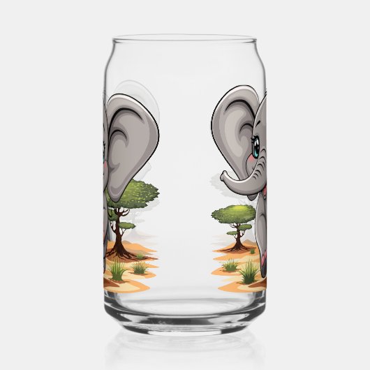 Olifant Baby springt vrolijk in Afrikaanse savanne Blikvorm Glas (Rechts)