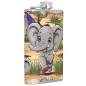 Olifant Baby springt vrolijk in Afrikaanse savanne Heupfles (Rechts)