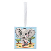 Olifant Baby springt vrolijk in Afrikaanse savanne Kubus Ornament (Rechts)