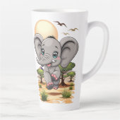 Olifant Baby springt vrolijk in Afrikaanse savanne Latte Mok (Rechts)