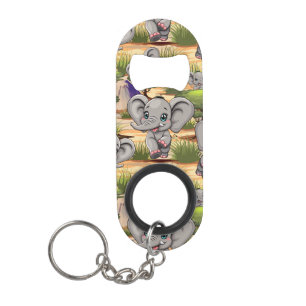 Olifant Baby springt vrolijk in Afrikaanse savanne Mini Flessenopener