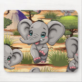 Olifant Baby springt vrolijk in Afrikaanse savanne Muismat (Voorkant)