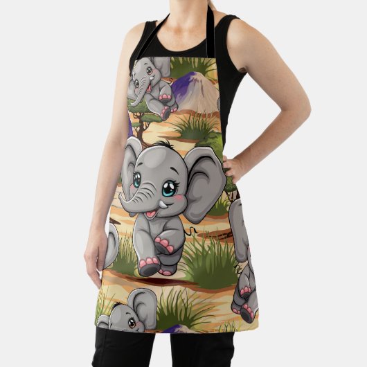 Olifant Baby springt vrolijk in Afrikaanse savanne Schort (Insitu)