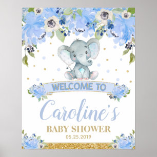 Olifant Babyshower Baby Jongen Welkomstbord Poster