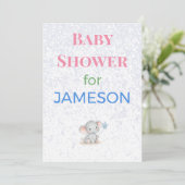 Olifant Babyshower Uitnodiging Aangepaste Naam (Staand voorkant)
