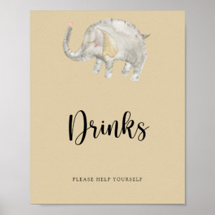 Olifant ballon Drinken, tast toe Poster