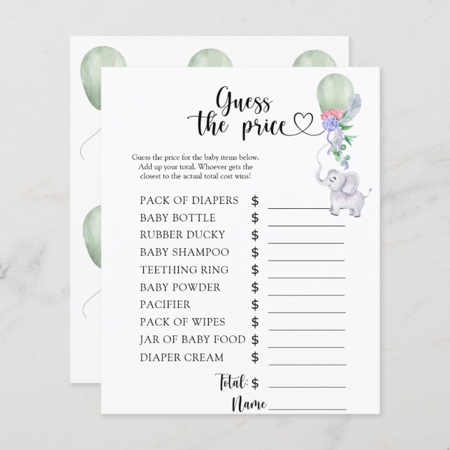 Olifant & Ballon - Raad de prijs! Spel (Voorkant / Achterkant)