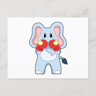 Olifant bij boksen met boks handschoenen briefkaart