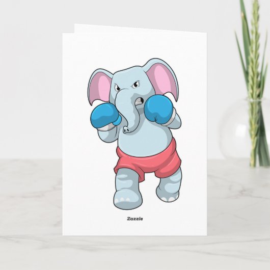 Olifant bij boksen met boks handschoenen kaart (Achterkant)