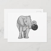 Olifant bij bowlen met bowlingbal briefkaart (Voorkant / Achterkant)