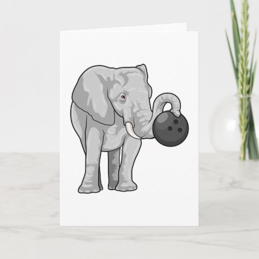 Olifant bij bowlen met bowlingbal kaart (Voorkant)