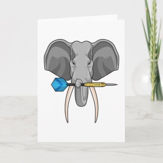 Olifant bij Darts met Dart Kaart (Voorkant)
