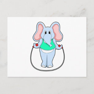 Olifant bij Fitness met Springtouw.PNG Briefkaart