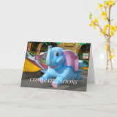 Olifant bij Gelukwensen een Funfair Kaart (Gele Bloem)