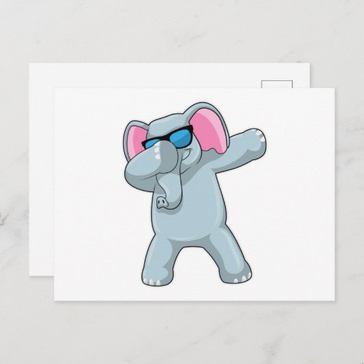 Olifant bij Hip Hop Dans Dab Briefkaart (Voorkant / Achterkant)