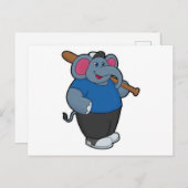 Olifant bij honkbal met honkbalknuppel briefkaart (Voorkant / Achterkant)