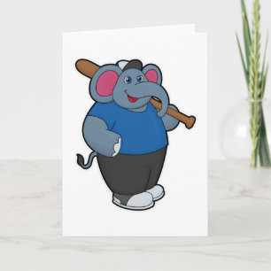 Olifant bij honkbal met honkbalknuppel kaart