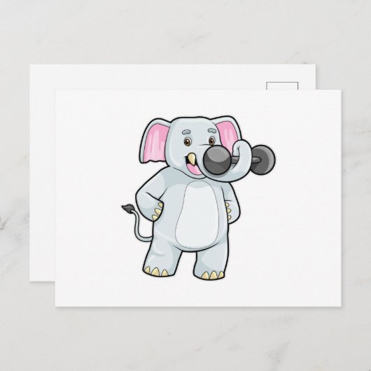Olifant bij krachttraining met dumbbell briefkaart (Voorkant / Achterkant)