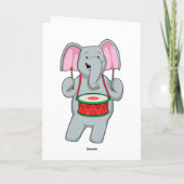 Olifant bij muziek met trommel kaart (Achterkant)