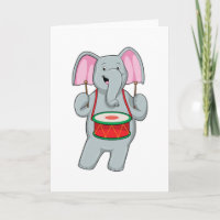 Olifant bij muziek met trommel