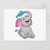 Olifant bij Splash met Water Briefkaart (Voorkant)