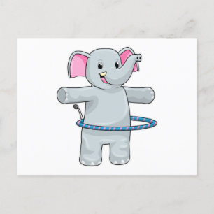 Olifant bij Sport met Fitnessbanden Briefkaart