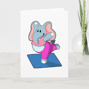 Olifant bij yogarekoefeningen in staande positie kaart