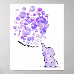 Olifant Blaast Paarse Ballonnen Overdosis Bewustzi Poster