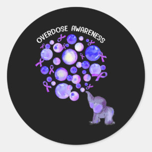 Olifant blaast Paarse leeuwen op overdosis Awareen Ronde Sticker