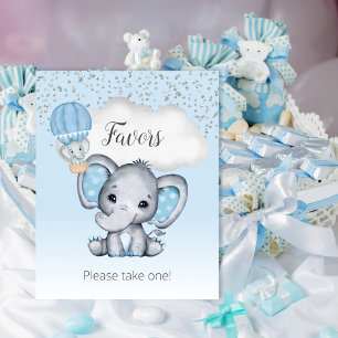 Olifant Blauwe Ballon Baby Shower Favoren Bord Poster