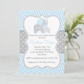 Olifant Blauwe en Grijze Jongens Baby Shower Kaart (Staand voorkant)