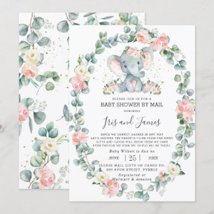 Olifant Bloemen Groen Baby shower door Mail Meisje Kaart