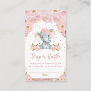 Olifant Bloemige Baby Shower Luier Raffle Kaarten