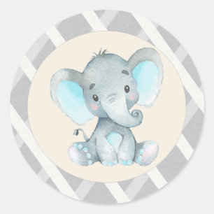 Olifant Boy Blauw Baby shower Stickers