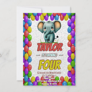Olifant Cute Persoonlijke Verjaardagsuitnodiging K Kaart