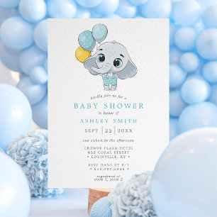 Olifant Cute Watercolor Jongens Baby Shower Kaart