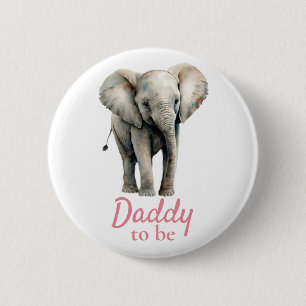 Olifant Daddy Baby shower Roze Button