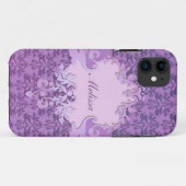 Olifant damast lila naam iphone hoes (Achterkant (horizontaal))