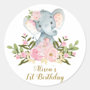 Olifant Dank u Sticker Floral Verjaardagsgunsten