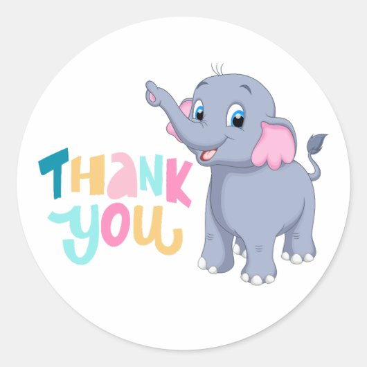 Olifant dank u Sticker, Schattige label (Voorkant)