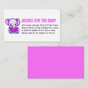 Olifant die boeken leest voor de babyshower voor m informatiekaartje